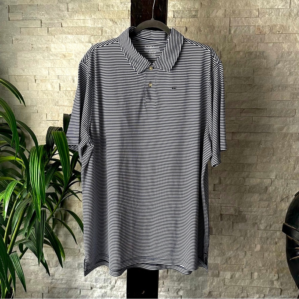 Saddlebred Performance Navy Blue Stripe Polo Size XXL New with Tags